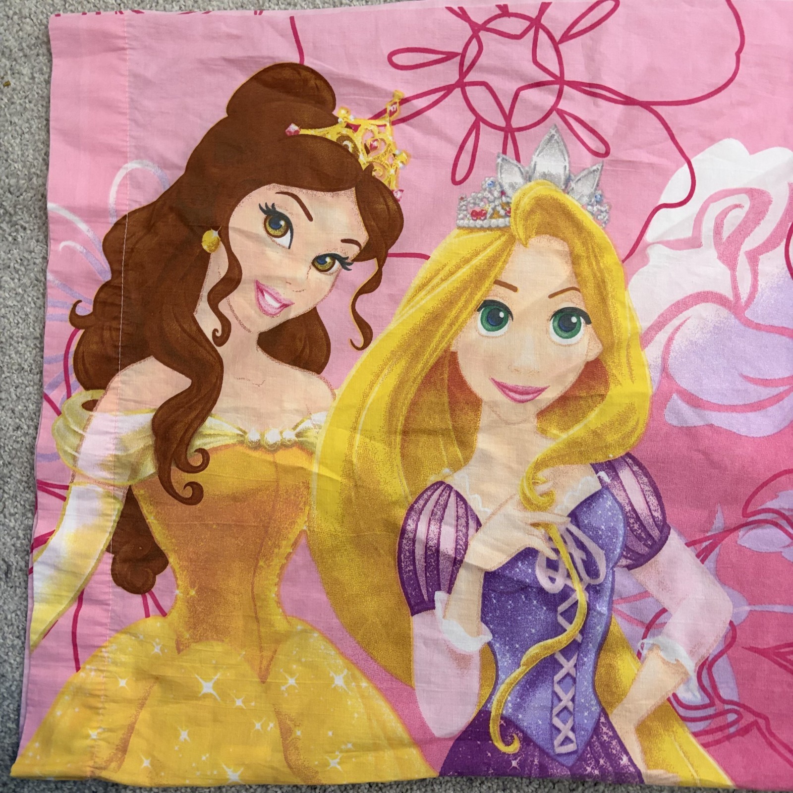 Disney Princess Pillowcase Rapunzel and Belle Pink One Size gallery