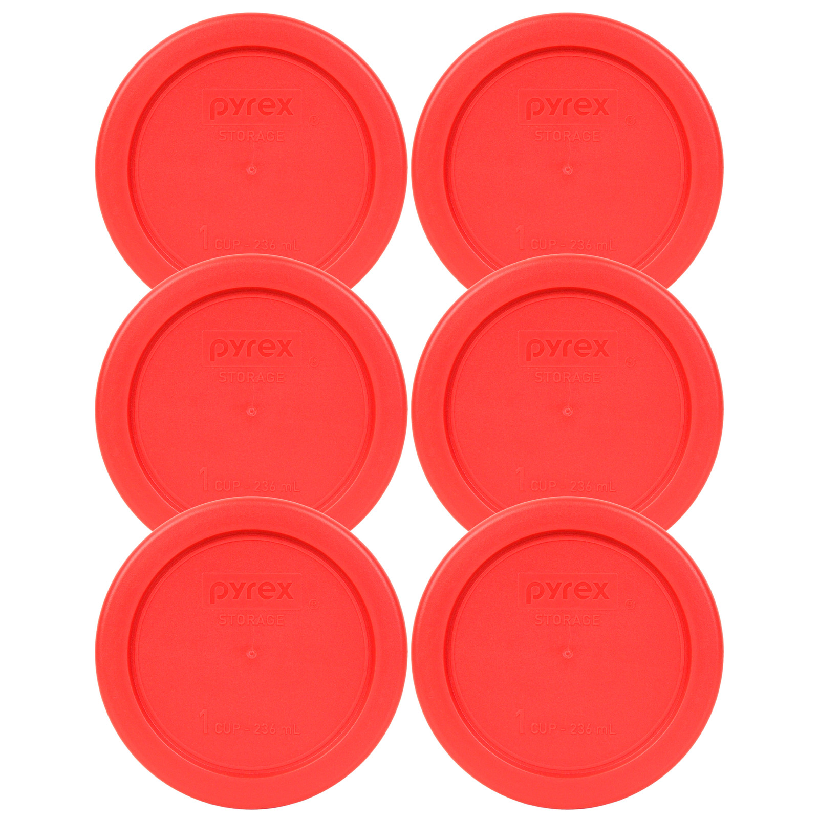 Pyrex 4" Storage Plastic Red Lid Storage Cover 6PK For 1 Cup Bowl Dish 7202-PC gallery