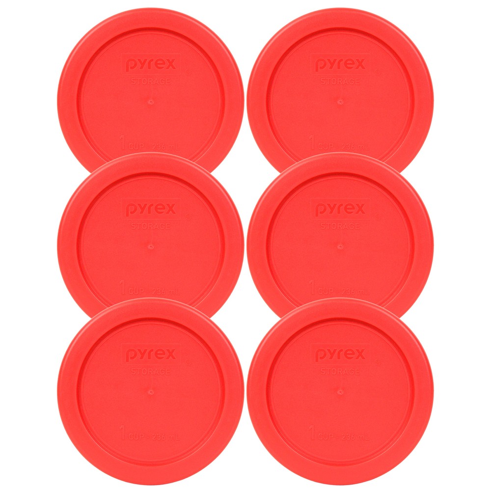 Pyrex 4" Storage Plastic Red Lid Storage Cover 6PK For 1 Cup Bowl Dish 7202-PC