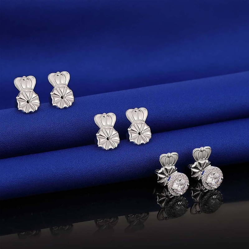 3 Pairs Earring Backs Lifters,Adjustable Silver for 8MM, gallery