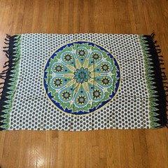 Boho Mandala Wall Hanging Tapestry 5ft x 39” w Tassels Vibrant Colorful Hippie
