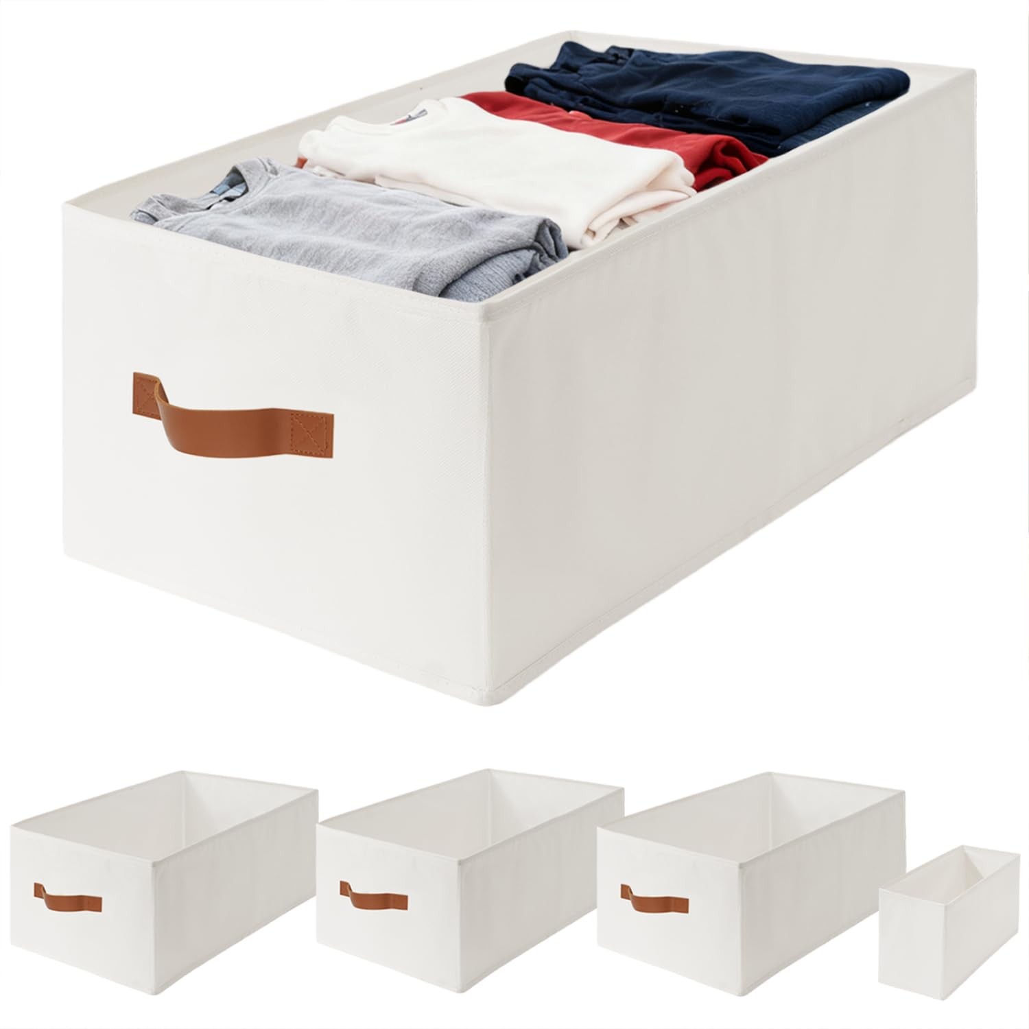 5 Pack Oxford Fabric Storage Bins, Large Clothes Closet Organizers and Storag... gallery
