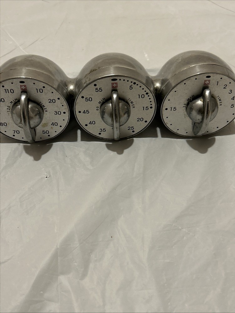 Bengt Ek Design triple mechanical timer made of polished aluminum Tested