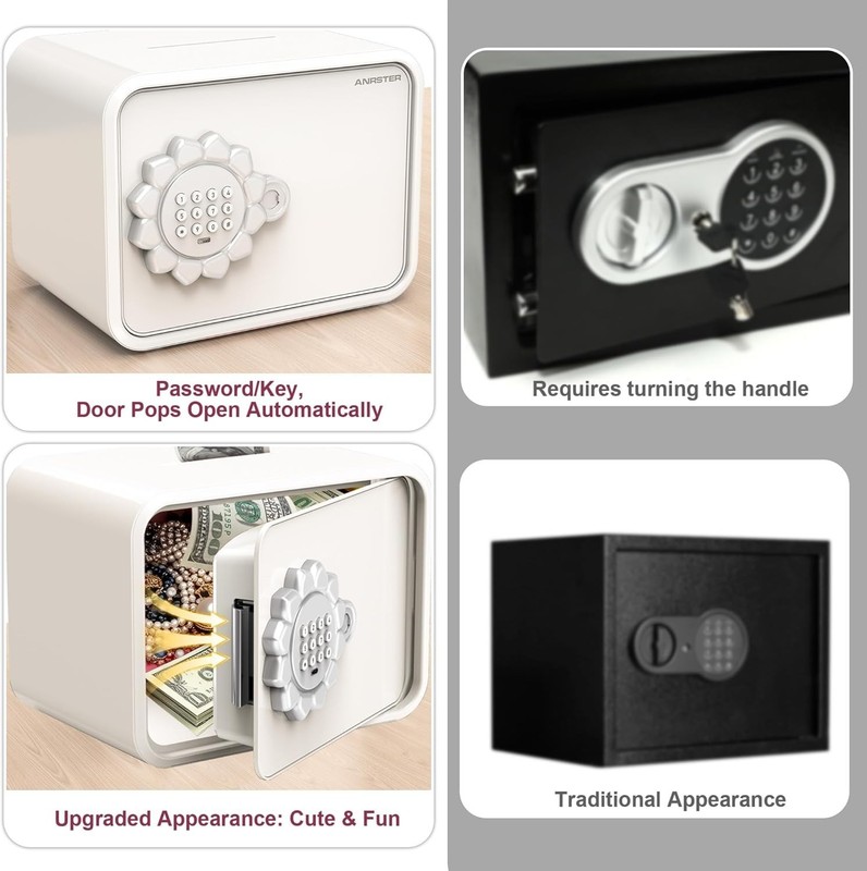 Mini Digital Safe Box with Keypad Lock and Auto Door for Cash Jewelry, Kids Gift gallery