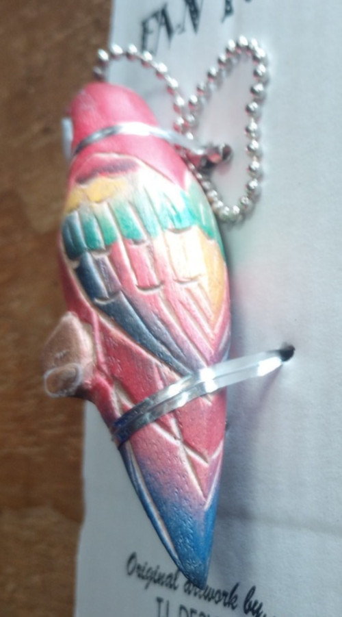 Ceiling Fan Chain Pull Ornament Decorative Hand Carved Parrot Painted gallery