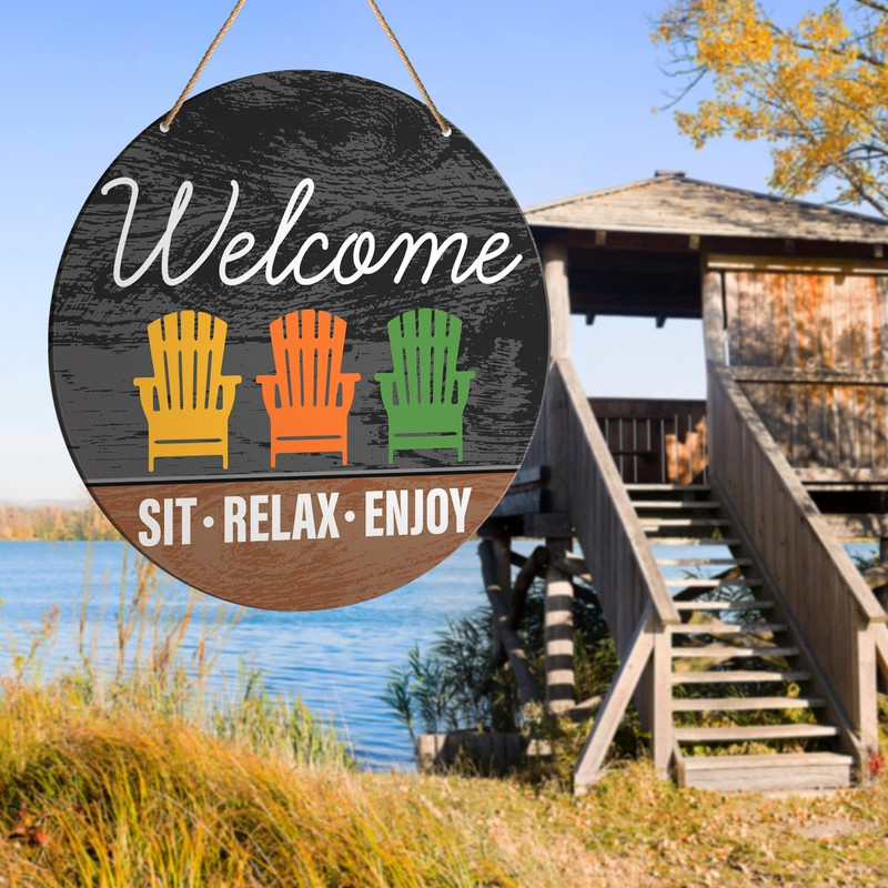 Beach House Welcome Sign Decor, Summer Beach Hanging Sign Decor Farmhouse Wall D gallery