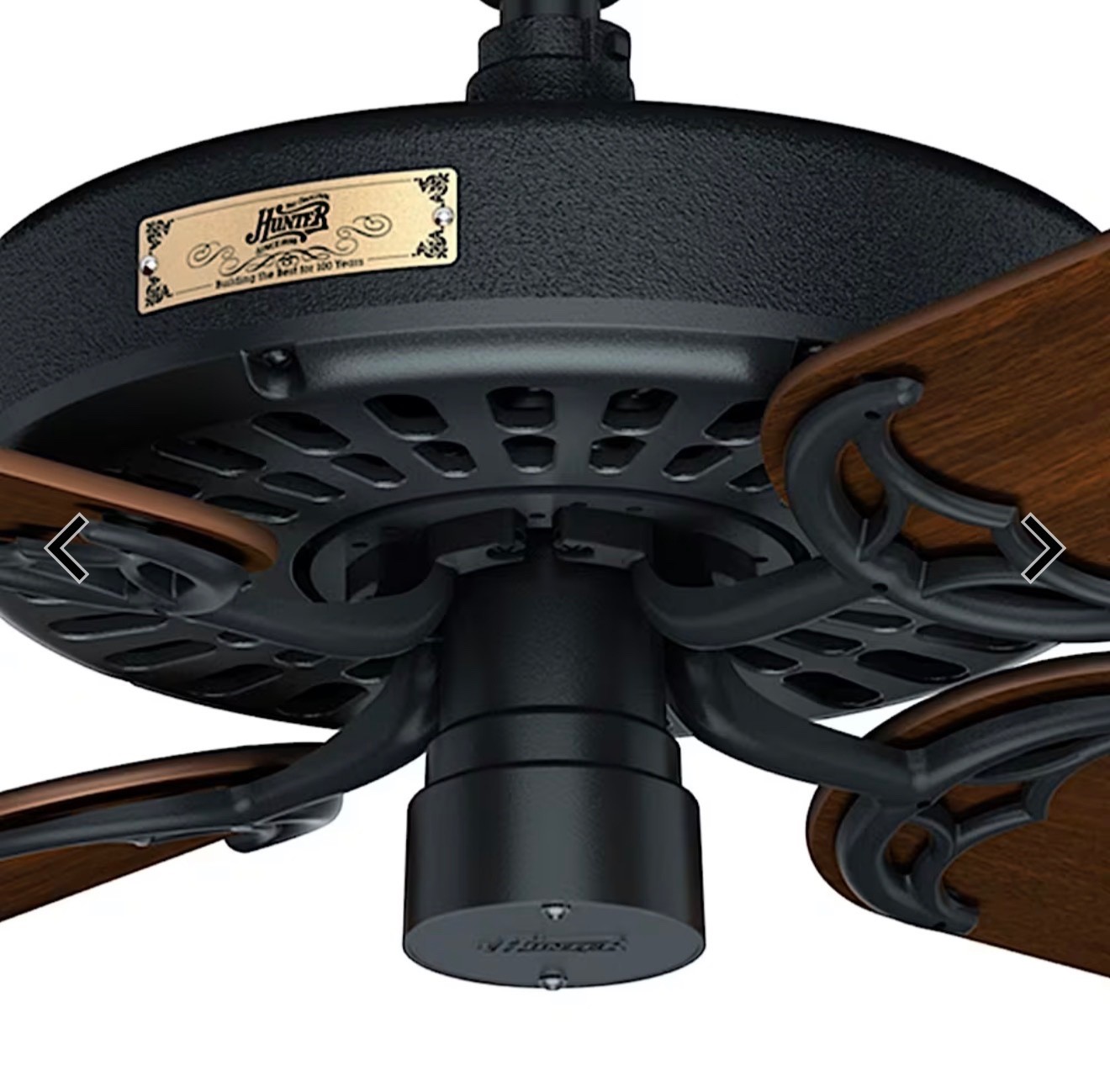 HUNTER 52" CAST IRON BLACK WALNUT BLADE OUTDOOR DAMP Ceiling Fan NO REPAIRS gallery
