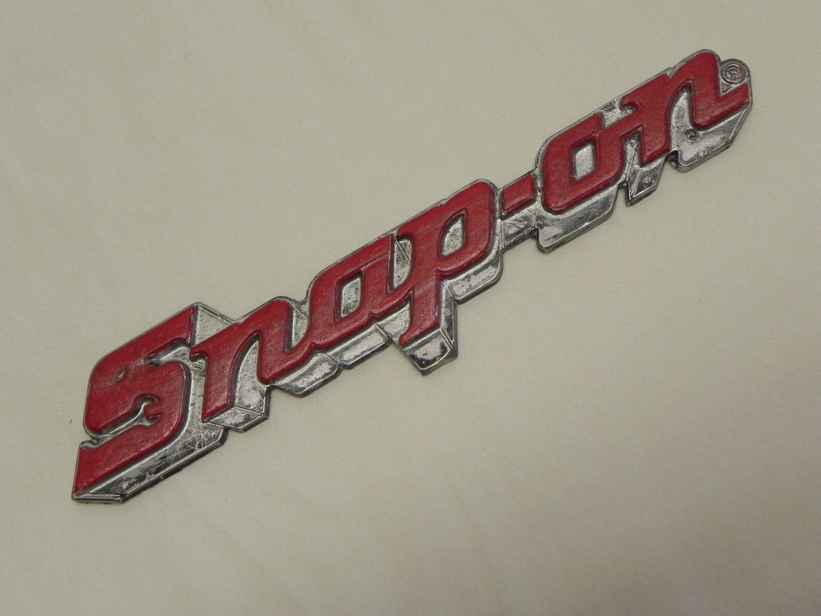 Snap-On Genuine Red & Silver Emblem Plastic Badge Decal Logo 8'' Long gallery