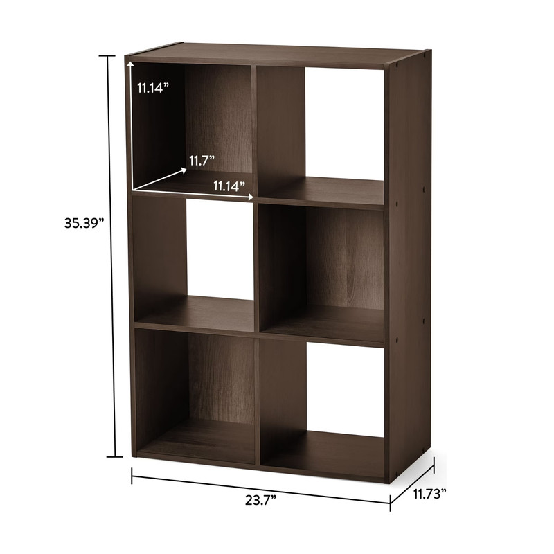 Mainstays 6 Cube Storage Organizer, Espresso, Shelving Unit gallery