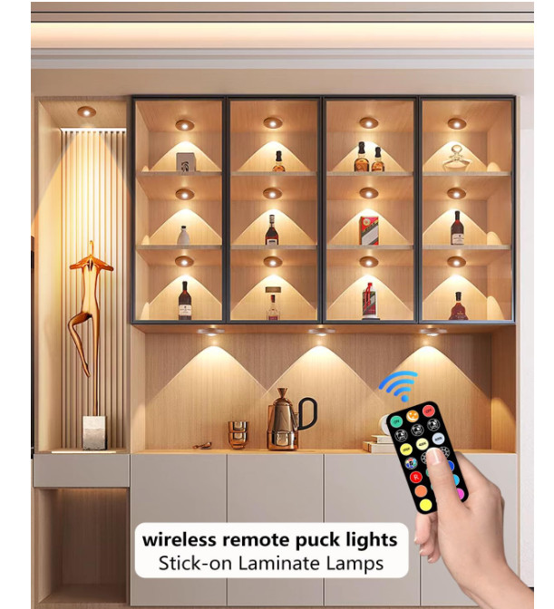 Luces puck LED inalámbricas con control remoto, regulables, 2000mAh, 3 piezas ma gallery