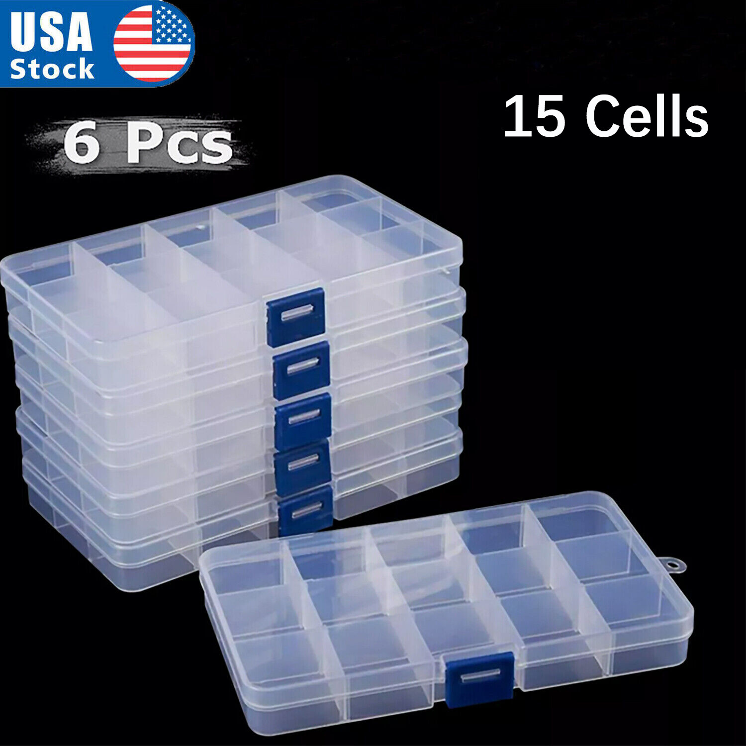 6PCS Clear Jewelry Box Plastic Bead Storage Craft Container Earrings Organizer gallery