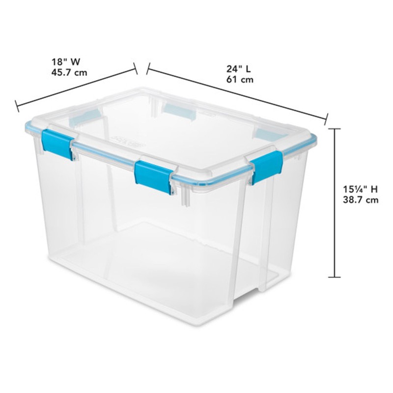 Sterilite 80-Qt Clear Plastic Stackable Storage Bin w/ Gasket Latch Lid, 8 Pack gallery