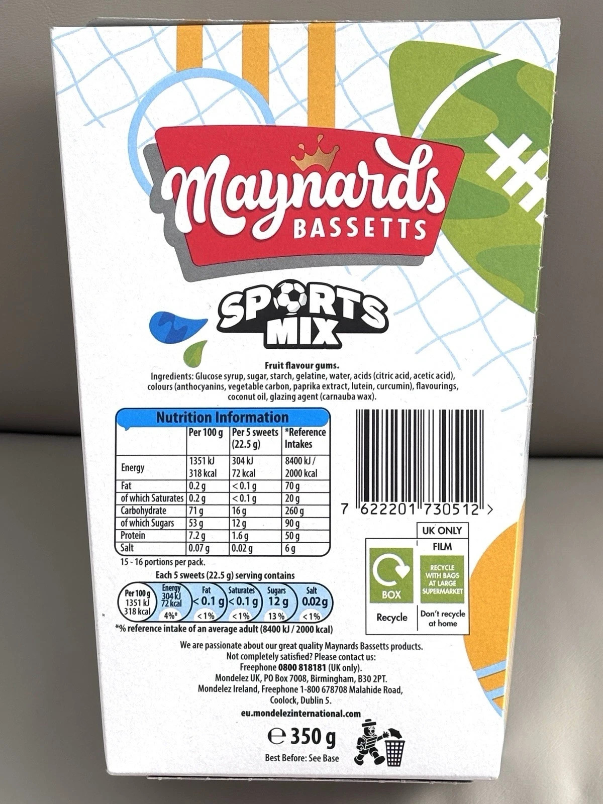 Maynards Bassetts Sports Mix – Imported UK/Irish Fruit Gums Candy 350g Gift Box gallery