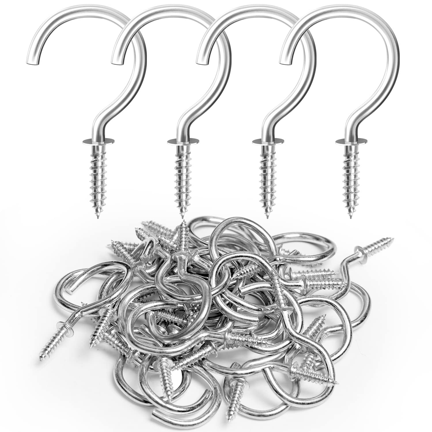 Screw Hooks 1-1/4 Inch Metal Cup Silver 50 Pcs gallery