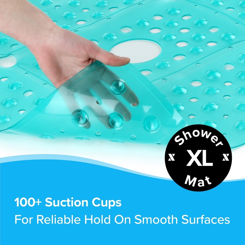 65% MORE COVERAGE! SlipX Solutions Aqua Extra Large Shower Mat (27") gallery