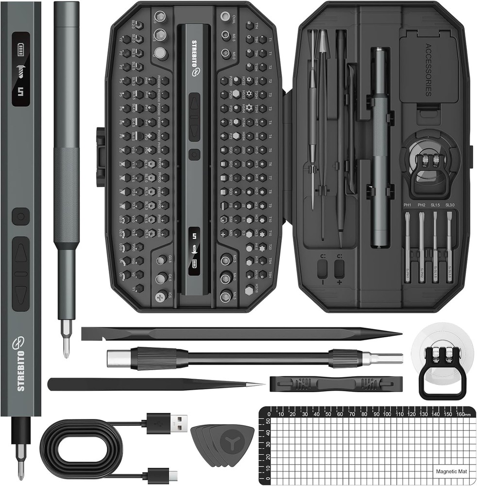 STREBITO 155pc Cordless Bit Driver 140 S2 Steel Bits
