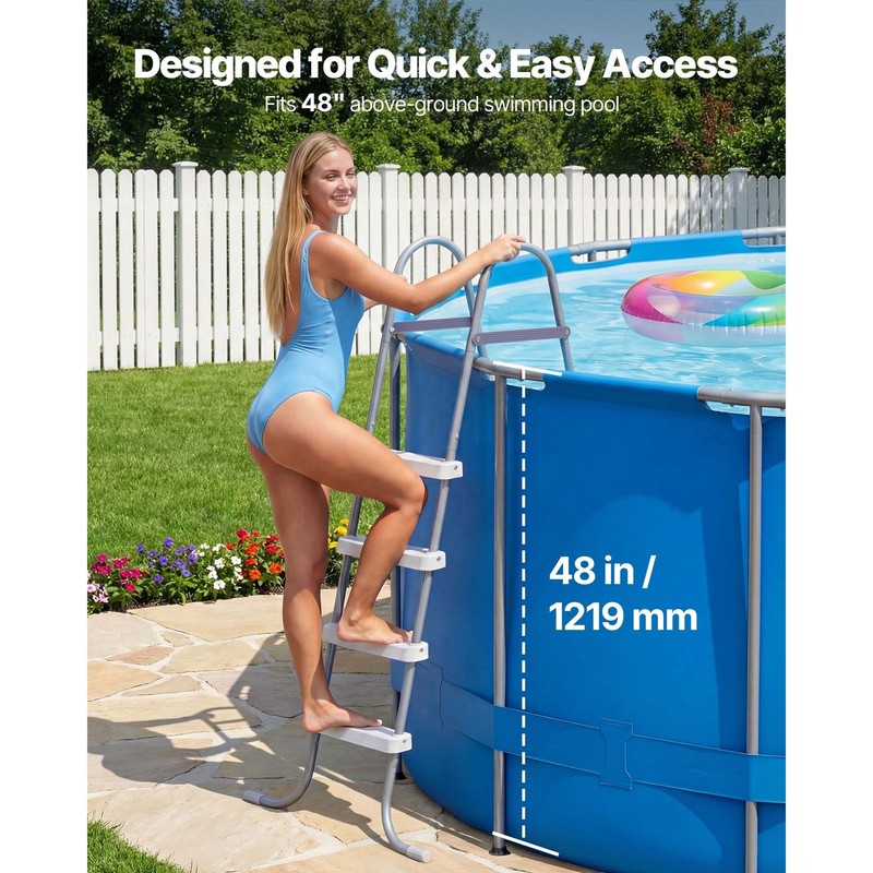 Uimoso 4-Step Steel A-Frame Pool Ladder for 48in Wall, 300lbs Capacity gallery