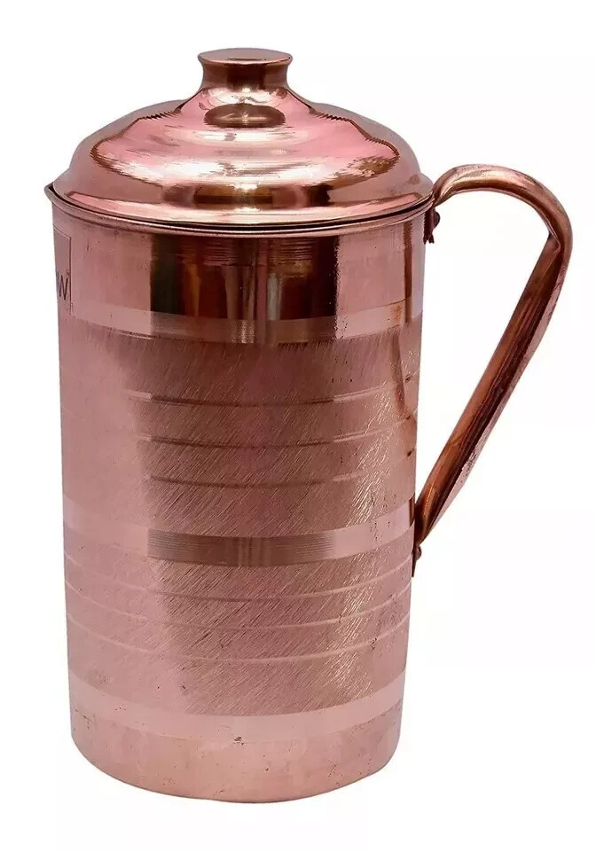 100% Pure Copper Water Jug Pitcher With Tumbler Glass Ayurveda Benefits Set Of 7 gallery