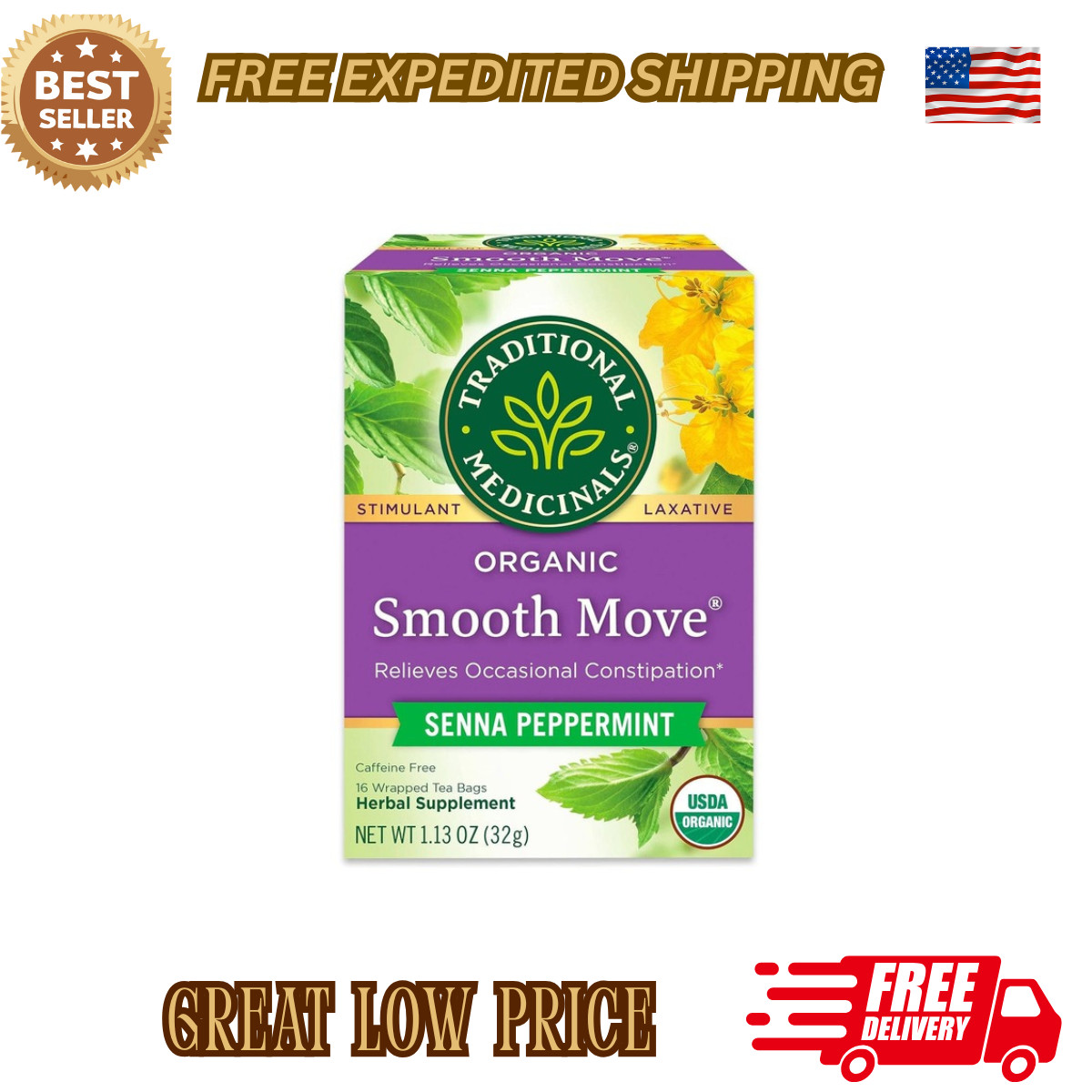 Tea, Organic Smooth Move Relieves Occasional Constipation Senna 16 Tea Bags gallery