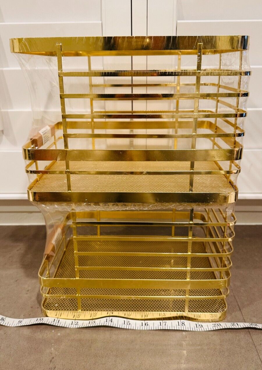 mDesign Modern Metal Wire Household Stackable Storage Organizer Bin Basket Brass gallery