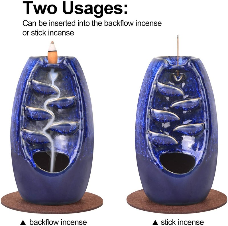 Ceramic Backflow Incense Cone Burner Holder Glaze WaterfallFY018 &60 Cones Gift gallery