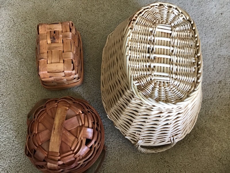 LOT WOOD & WICKER BASKETS ROUND OVAL RECTANGLE -TOTE HOME DECOR STORAGE ORGANIZE gallery