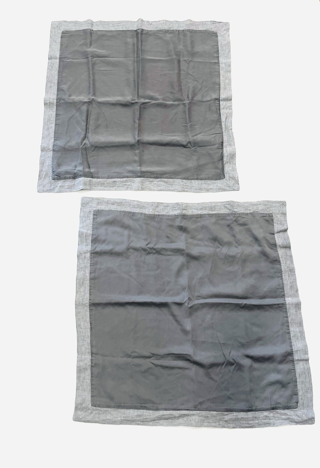 Pair (2) Pottery Barn Gray Tencel Lyocell w Linen Flange Euro Shams, 30 X 30 gallery