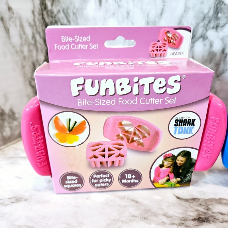 Funbites Bite Sized Food Cutter Set Hearts Triangles Squares Lot of 3 gallery