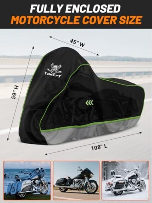 Full Enclosed Motorcycle Cover Waterproof Motorcycle Cover Heavy Black&Grey gallery