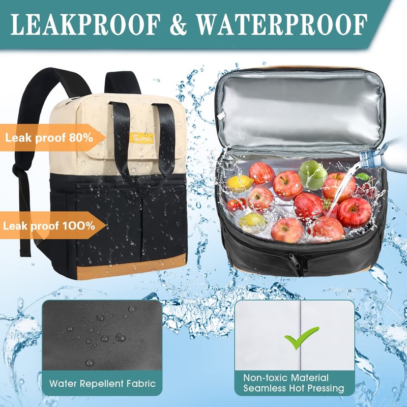 Backpack Cooler Double Decker 12 Ice Packs 36 Cans Cold 24 Hours Waterproof gallery