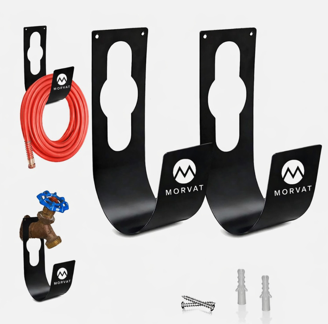 2 Pack Morvat 100FT Premium Heavy Duty Rust-Resistant Metal Hose Hanger gallery