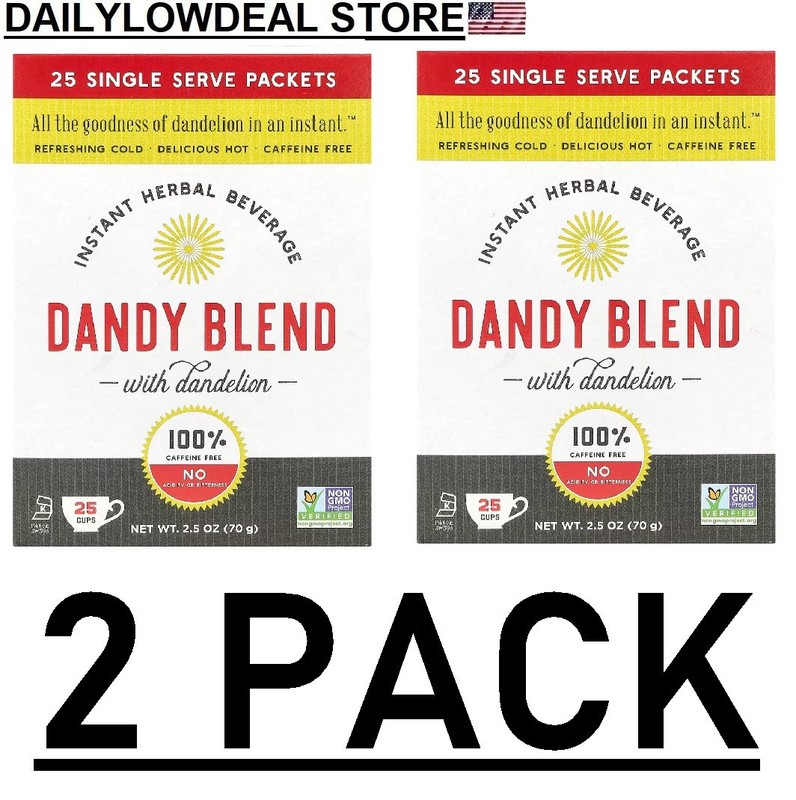 3 PACK - Dandy Blend Instant Herbal with Dandelion-Single Serve Pouches 25 Ct gallery