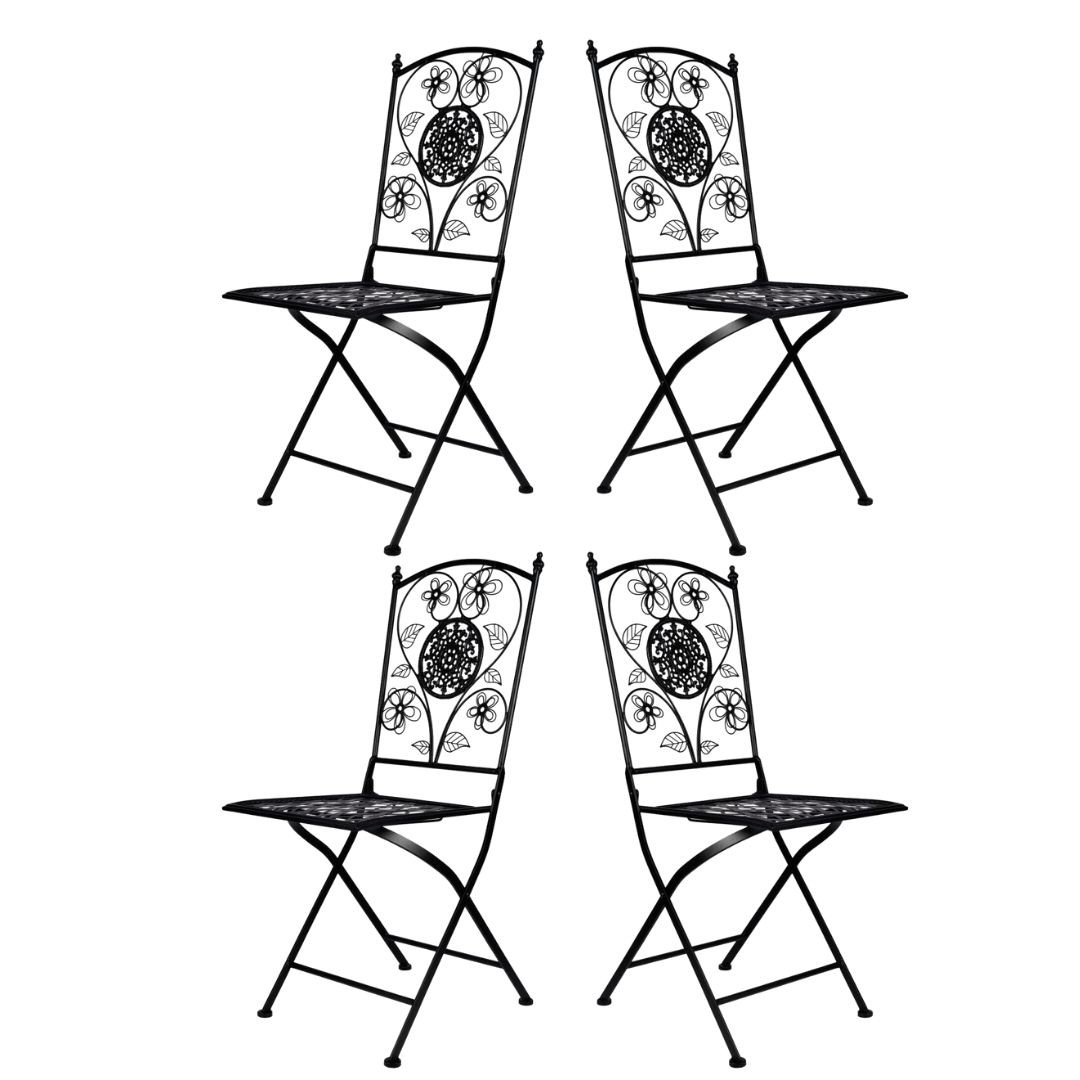 Rustic Matte Black Barcelona Bistro Folding Chair - Set of 4 by Chivari gallery