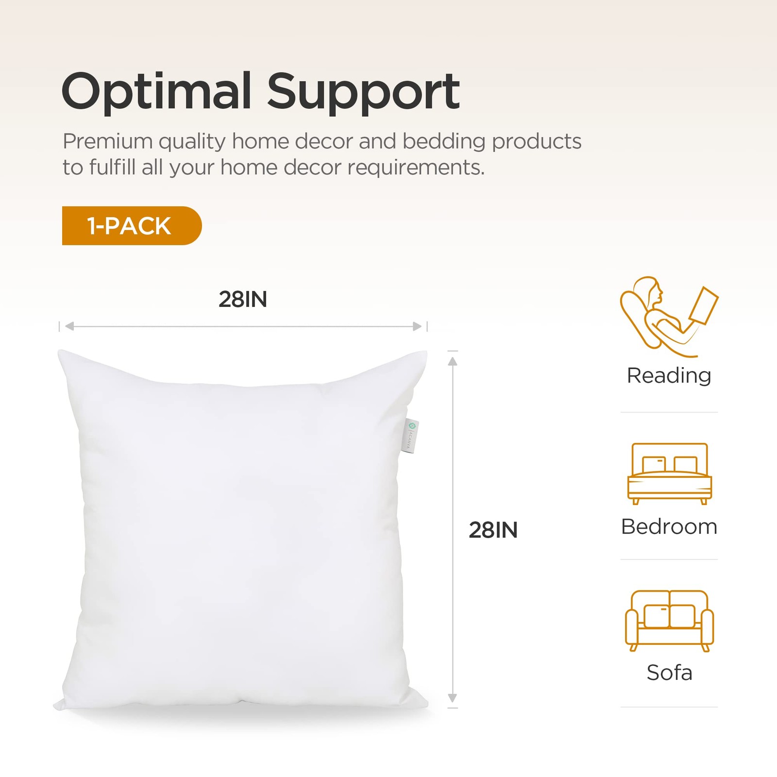Throw Pillow Insert Premium Stuffer Sham Square Form for Decorative Cushion B... gallery