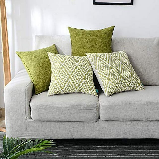 HPUK Decorative Throw Pillow Covers Set of 4 Geometric 17"x17" inches GREEN gallery