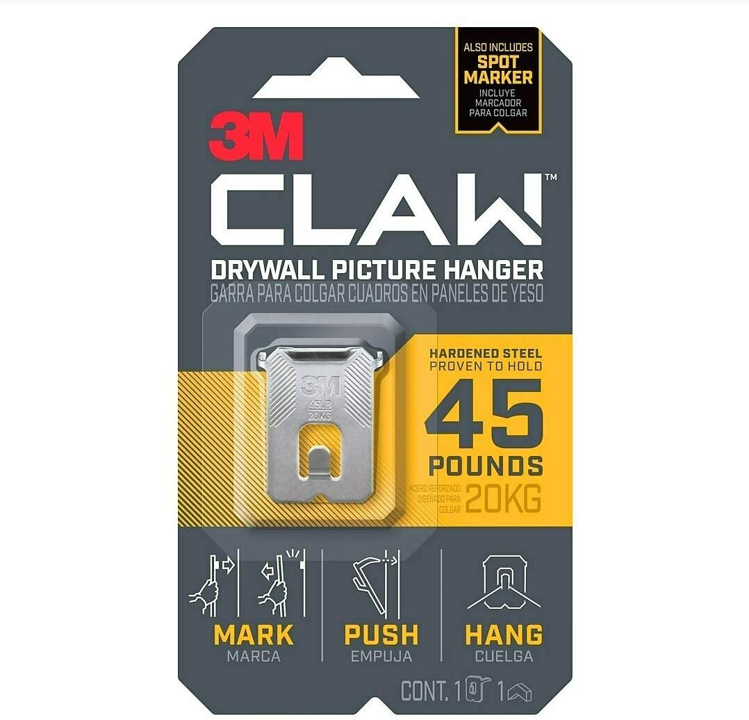3M CLAW Strong Durable Drywall Picture Hanger Strength up to 45 Pounds Pack of 2 gallery