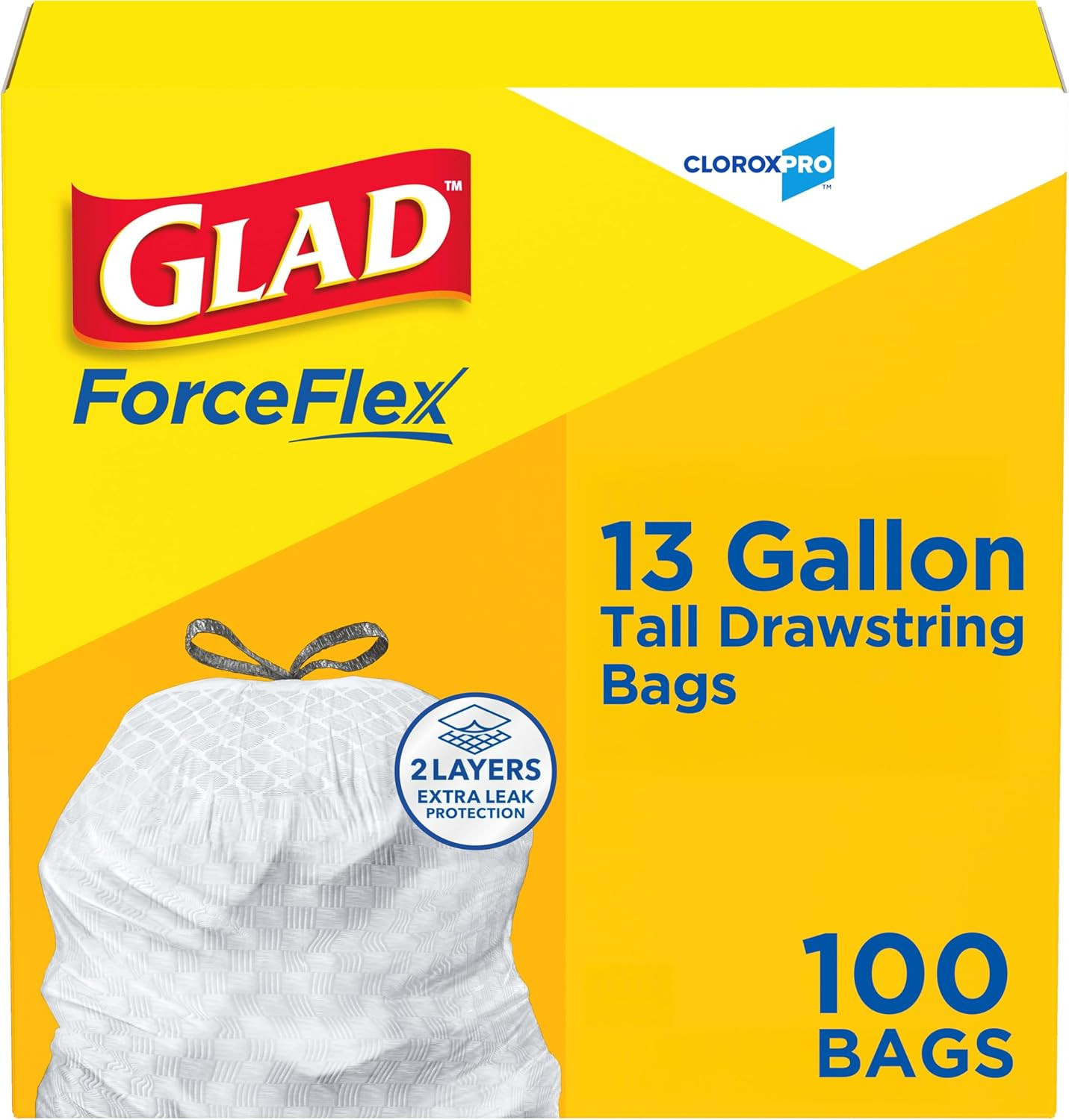 Cloroxpro Forceflex Tall Drawstring Trash Bags, 13 Gal, 100 Ct (Pack May Vary) gallery