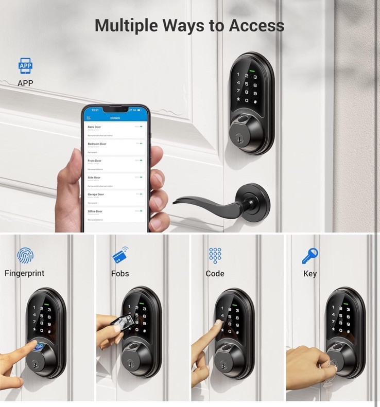 Veise Smart Lock, Fingerprint Lock, 7-in-1 Keyless Entry Door Lock Satin Nickel gallery
