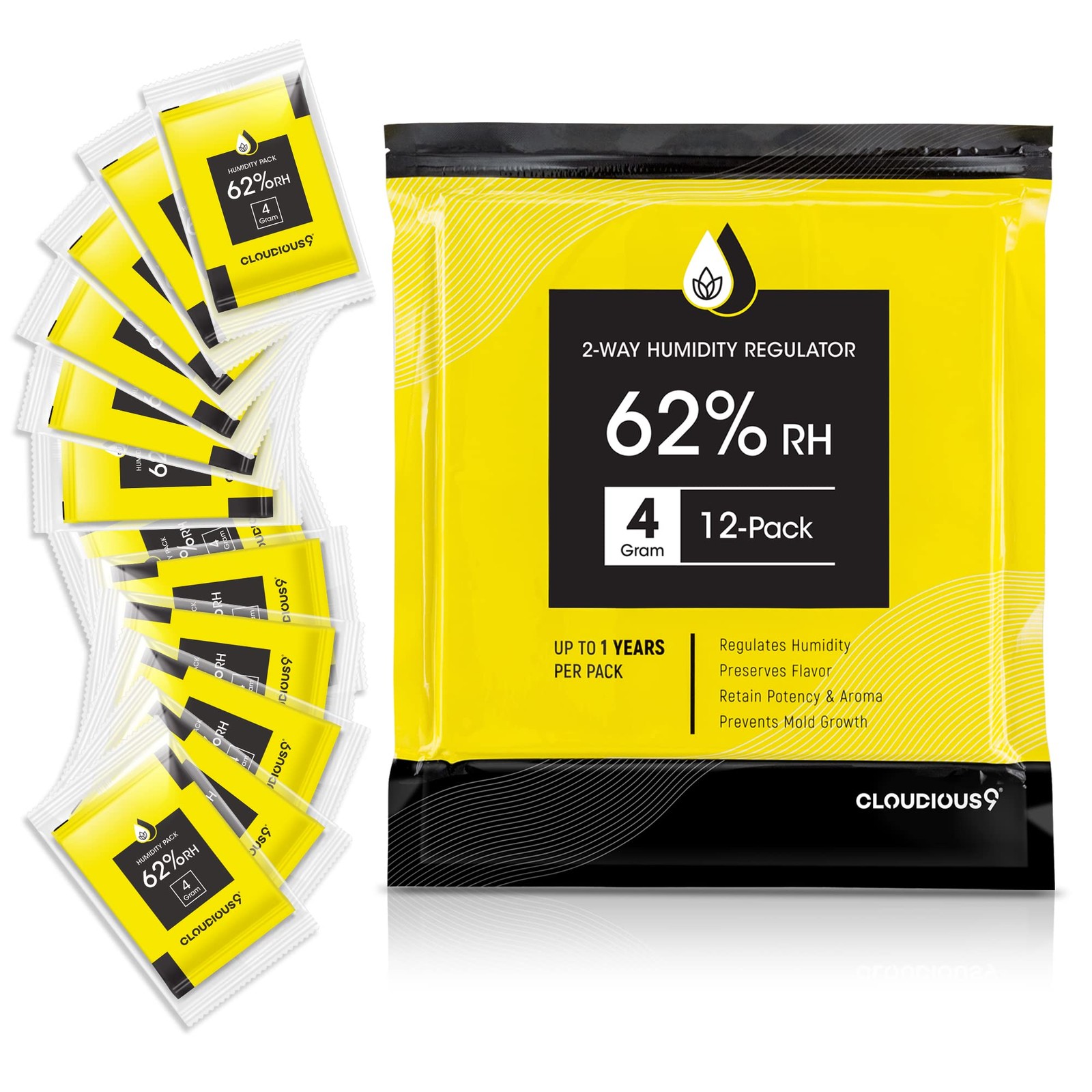 Cloudious9-62% 2-Way Humidity Pack Regulator 4 Gram 4 - 12 Count, Yellow gallery