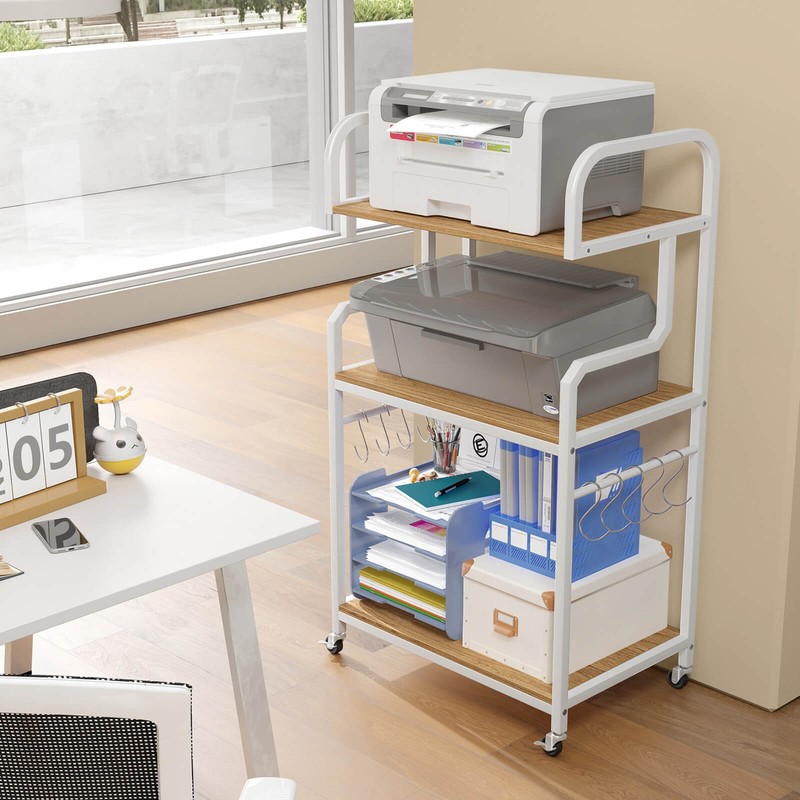 3-Tier Rolling Printer Stand Home Office Large Printer Cart with Storage Shelves gallery