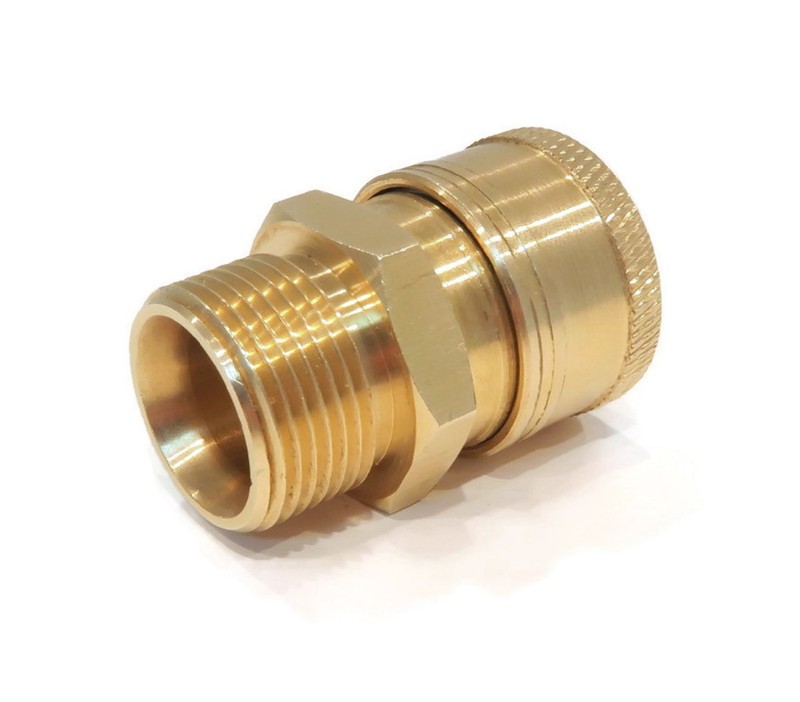 Quick-Connect, Threaded, Brass Coupler, M22 Male End x 3/8 inch Female Fitting gallery