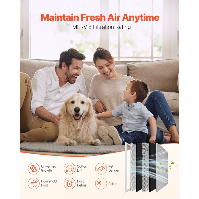 Uimoso Permanent Washable Electrostatic Furnace AC Air Filter MERV 8 16x20x1" gallery