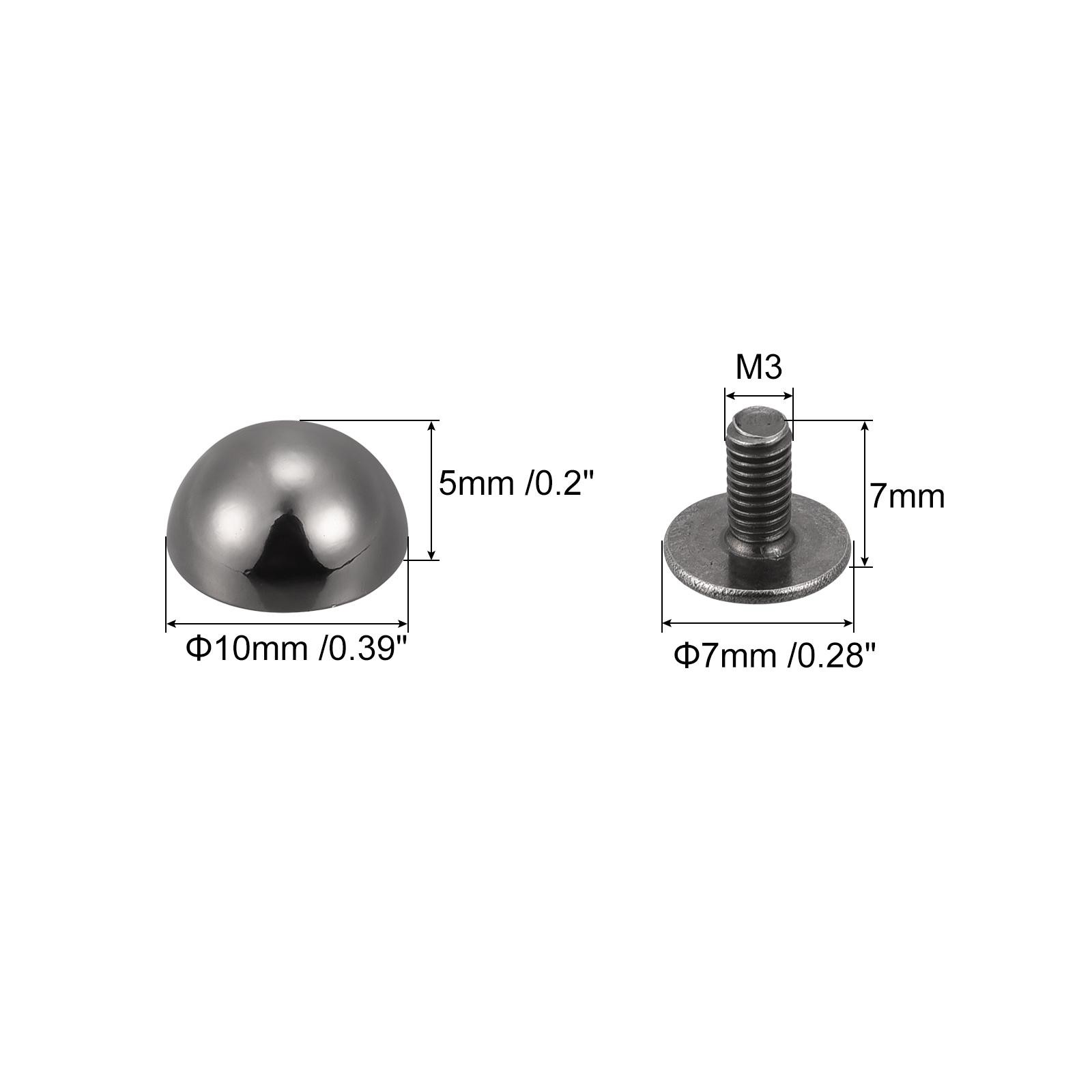 10x6mm Screw Back Rivets Solid Round Head Leather Studs Black 20 Sets gallery