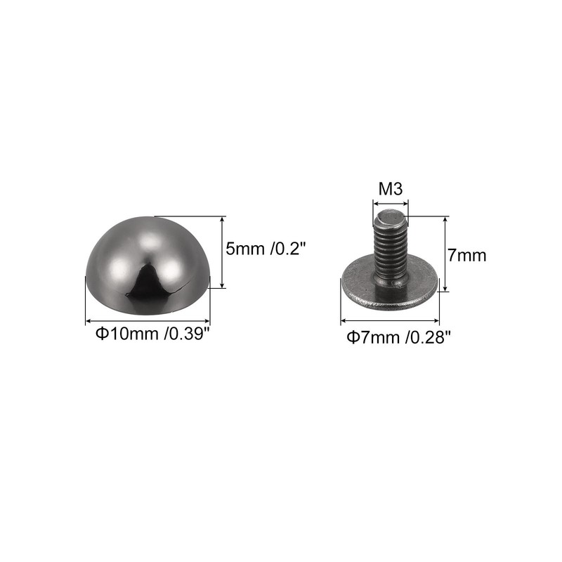 10x6mm Screw Back Rivets Solid Round Head Leather Studs Black 20 Sets gallery