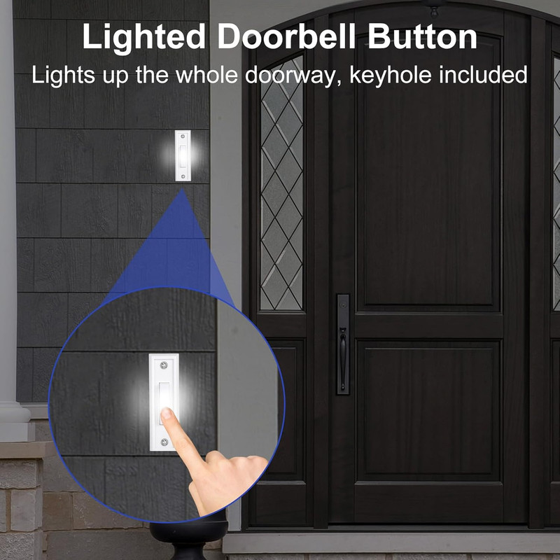 Lighted Doorbell Button, Wall Mounted Doorbell Switch with LED Light, Garage Doo gallery