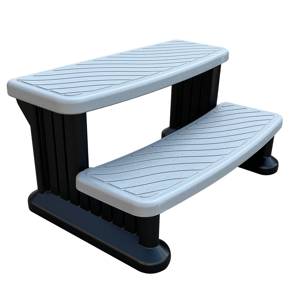 Puri Tech Universal Spa & Hot Tub Outdoor Steps No Slip Grip Support Grey Black gallery