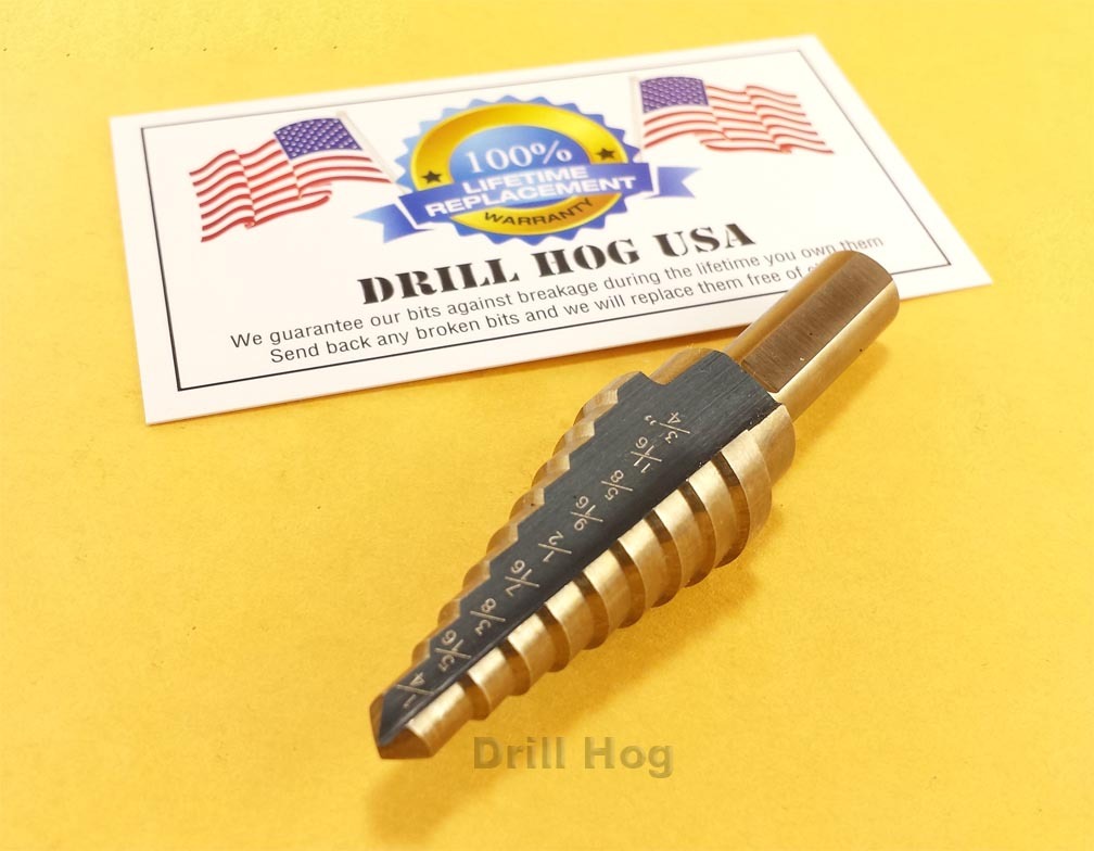 1/4 - 3/4" Step Drill Bit Reamer UNIBIT M7 Step Bit Drill Hog Lifetime Warranty gallery