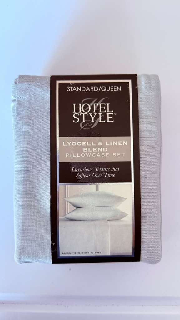 Hotel Style Standard/Queen Lyocell & Linen Blend Pillowcase Set Ivory Cream 2 Pa gallery
