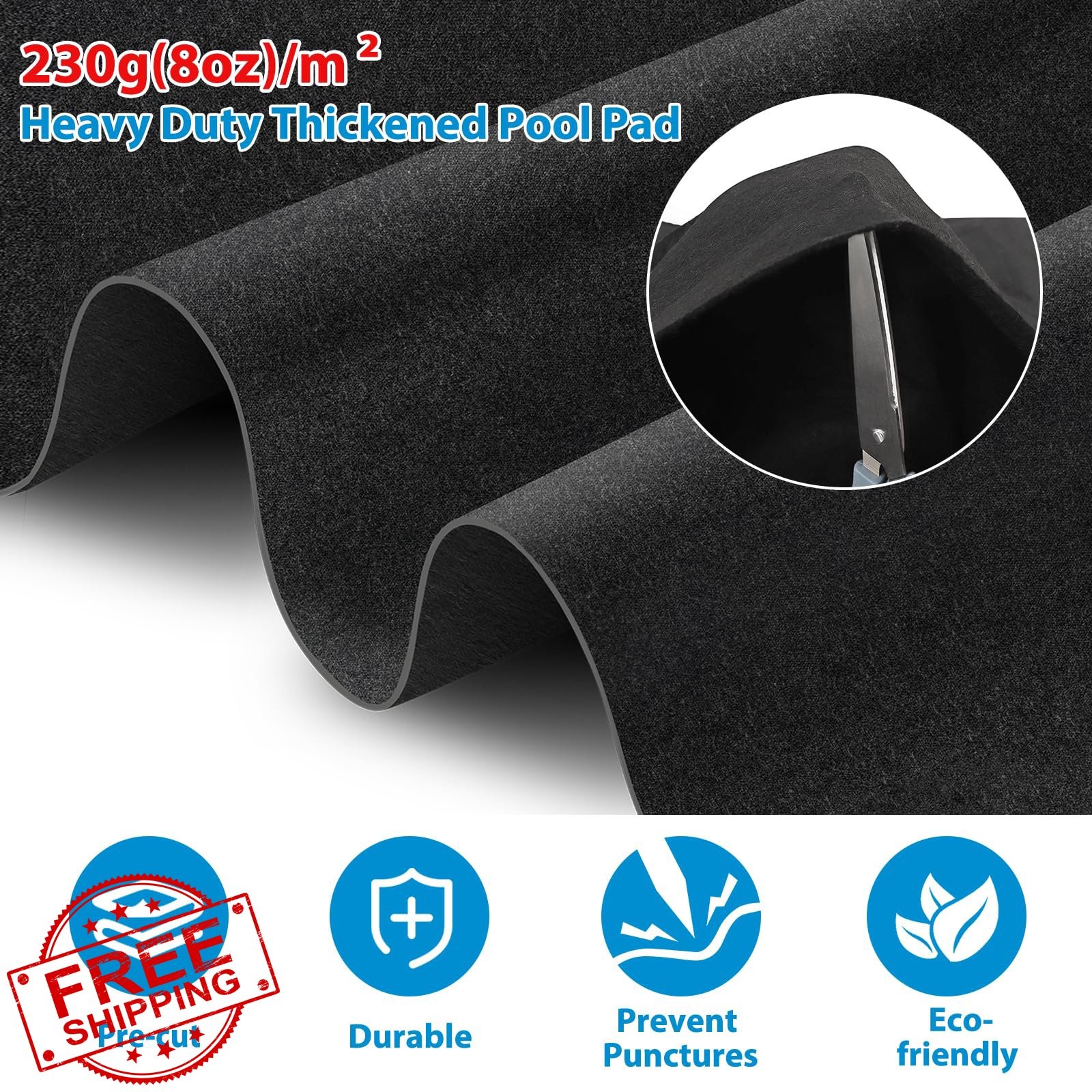 Pool Liner Pad 24'x12', Under Pool Mat for Above Ground Pools, Puncture Prevent gallery