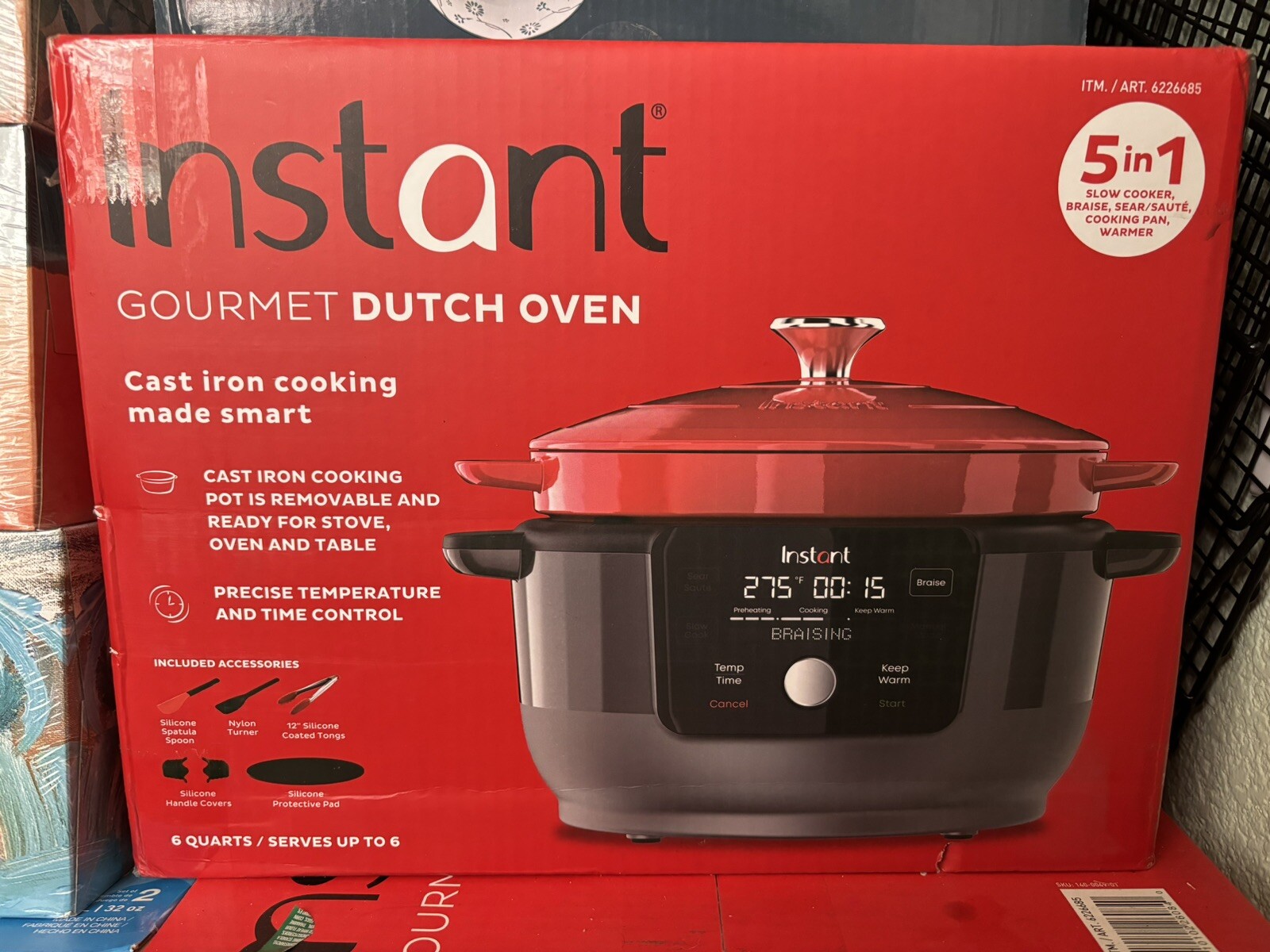 NEW Instant Gourmet Precision 6 Quarts Cast Iron DUTCH OVEN 5 in1 New Sealed Box gallery